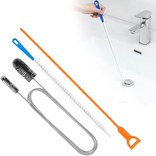 3 Pièces Brosse de Furet Deboucheur, Kit de Nettoyage de Drain, Brosse de nettoyage réutilisable pour Débouchage de Canalisation pour Cuisine Douche Salle de Bain