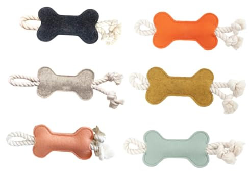Happyyami Hundekauspielzeug Knochenform zum Kauen, 6 Stück-Pack, Stoff