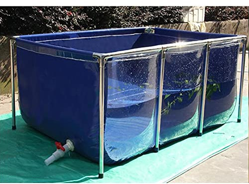 Freistehendes Aquarium für den Innenbereich, Flexible Teichfolien aus PVC-Canvas mit Stahlrahmen, Sichtfenster, Wassertank in Würfelform zur Zucht von Kois und Goldfischen aus Gartenzucht (F