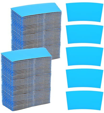sourcing map 500 fundas desechables para tazas de café, fundas de cartón para tazas de papel, protección de manos, soporte de bebidas calientes para uso en casa y oficina, color azul