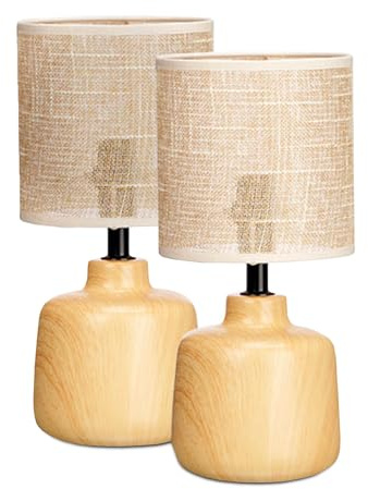 TIENDA EURASIA – Set de 2 Lamparas Sobremesa | Lampara Mesita Noche | Incluye 2 Lamparas | Bombilla E27 Máx 60W | Medidas 11x29x14 cm | Cerámica, Metal y Plástico | Cable 1M (Redonda)