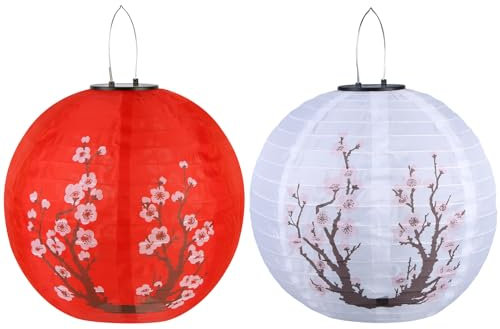 Firorky LED Solar Lantern 30 cm Luces de floración de ciruela IP65 Linterera colgante impermeable (C)
