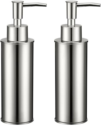 BGL Verchromter Seifenspender aus Edelstahl (2er-Pack) mit ABS-Pumpe, 180 ml Kapazität pro Spender, freistehend mit Innenliner für Badezimmer und Küche
