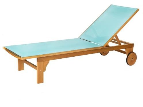 LOLAhome - Tumbona de Jardín y Exterior Nina de Madera de Acacia Verde y Marrón Reclinable con Ruedas de 200x65 cm