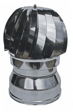 Comignolo Capello Eolico Coibentato Doppia Parete in Lana di Roccia -in Acciaio Inox AISI 304 BA SP. 5/10 – per Camini (Ø160-220 mm)