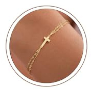 Turandoss Cross Bracelets for Women Christian Jewelry Gifts for Women Girls | Gold Cross Bracelets for Women, Waterproof, Baptism Gifts for Girls, First Holy Communion Gifts for Girls Women