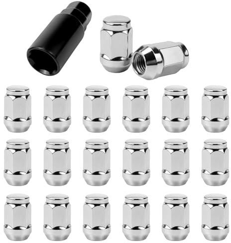 Yooyan Lot de 20 écrous de roue M12 x 1,5 - Cône fermé à 60° - Pour Ford, Chrysler, Toyota, Hyundai, Kia, Honda, Mazda (argenté)