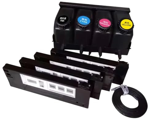 Système d'alimentation en encre 4Colos Compatible avec imprimantes éco-solvant compatible avec Roland RS640 740 Mutoh VJ1604 Mimaki JV33 comprend 4 réservoirs et 4 cartouches(UV4cartridge 4bottle)