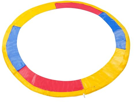 HuKaiL Trampolin Randabdeckung, Ø240cm Trampolin Federn PVC mit 30cm Breit, Schutzpolster Wasserdicht Reißfest Bodentrampolin mit Elastische Gurte und 10 mm Perlbaumwolle (Mehrfarbig (Blau+Rot+Gelb))