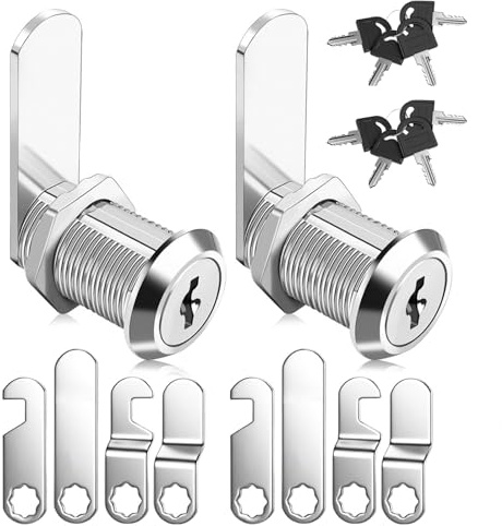 2 Kits Cerradura Buzón 16mm, Cerradura Taquilla con 5 Llaves y 4 Placas Diferentes, Cerraduras para Armarios, Placa Buzón, Cerradura de Palanca para Gabinetes de Archivos y Casilleros de Buzón