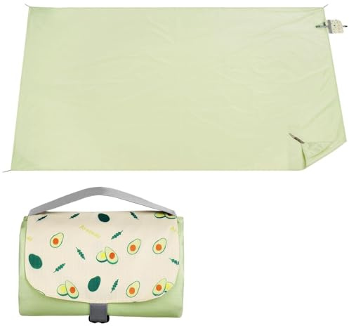 Ainiv Couverture de Pique-Nique, 100 x 150 cm, Imperméable et Anti-Sable, avec Poignée de Transport, Pliable, Portable et Lavable, pour Camping, Pique-Nique, Plage, Vert