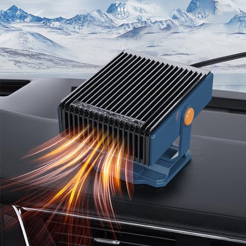 Bluessiery Auto Heizung, 12V 150W Tragbare Auto-Heizung 2 in 1 Heizung Kühlung mit 360° Drehung Windschutzscheiben Defroster für Alle Autos
