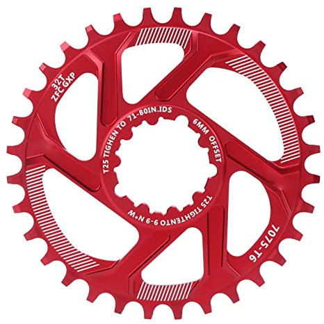 Baxnore Singlespeed-Kettenblatt, Direktmontage, schmal, breit, 32 Zähne, Aluminiumlegierung, CNC-Schneiden, leichtes, langlebiges Fahrradkettenblatt für GXP, kompatibel mit 68 mm (Rot)