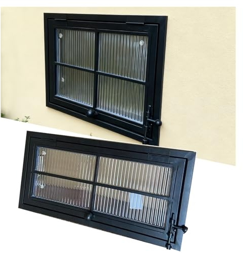 Ventana Empotrada de Guillotina con Vidrio Templado de Acero PVC Marco Inferior con Barra Hidráulica Y Marco Plegable de Aleación de Aluminio Fácil Instalación(W88XH68CM(34.6X26.8”))