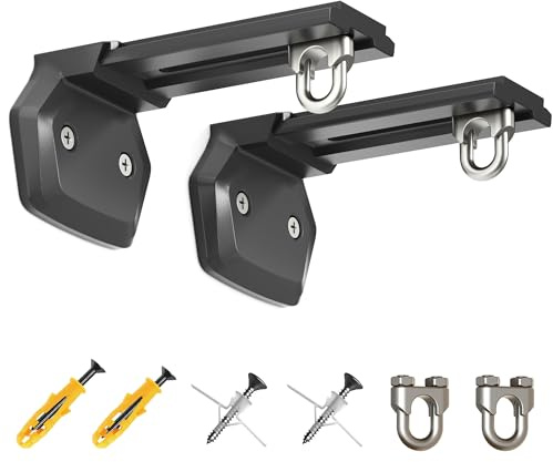 Universal Projector Screen Mount Bracket,Adjustable Wall & Ceiling L-Brackets with Closed Hooks,1.4–4 Extension,66 lbs Capacity,Includes Full Hardware for Home Theater & Outdoor Screens,Black