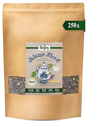 Biojoy Tisane BIO en vrac Belle Soirée (250 g), fleurs de camomille, feuilles de mélisse et de ronce et d’autres plantes
