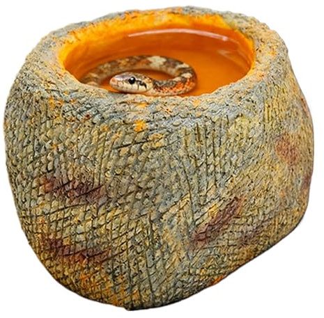 Reptilskål Matarskål i harts med realistisk stenlook för reptiler | Reptil Vattenskål i Harts För Ödla, Skäggagam, Sköldpadda, Hermitkräfta, – Blötläggning och Drickning inomhus