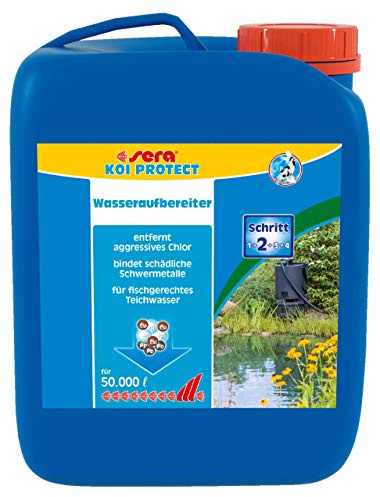 sera Pond Water Protector 2,5 l – Wasseraufbereiter für Gartenteiche | entfernt Chlor & Chloramine | bindet Schwermetalle | reichert mit Mineralstoffen an für Koi & Goldfische
