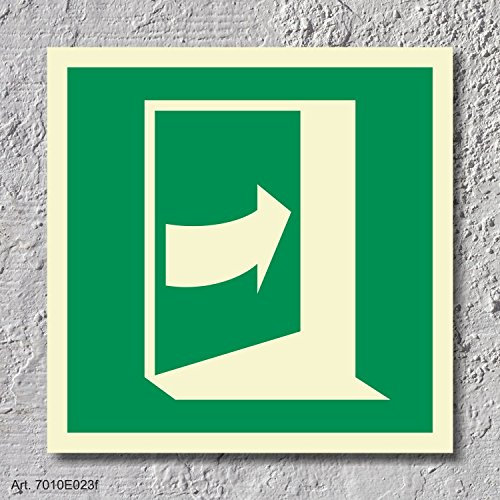 Drücken rechts Rettungszeichen Rettungswegschild Schild Nachleuchtend ASR A1.3 400 x 400 mm