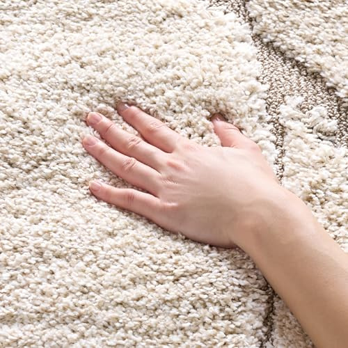 SAFAVIEH Florida Shag Collection Area Rug - 5'3 x 7'6, Cream & Beige, Non-Shedding & Easy Care, 1.2-inch Thick Ideal for High Traffic Areas in Living Room, Bedroom (SG471-1113)