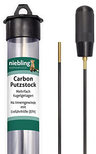 Putzstock Reinigungsstab für Waffenpflege aus Carbon (Ab Kaliber 5,56 mm/Kaliber .22 oder Ab Kaliber .270) mit Kugellager und M4-Innengewinde und Einführhilfe