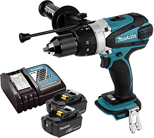 Makita DHP458Z 18V Li-ion Cordless Combi Drill with 2 x 5Ah Batteries & Charger