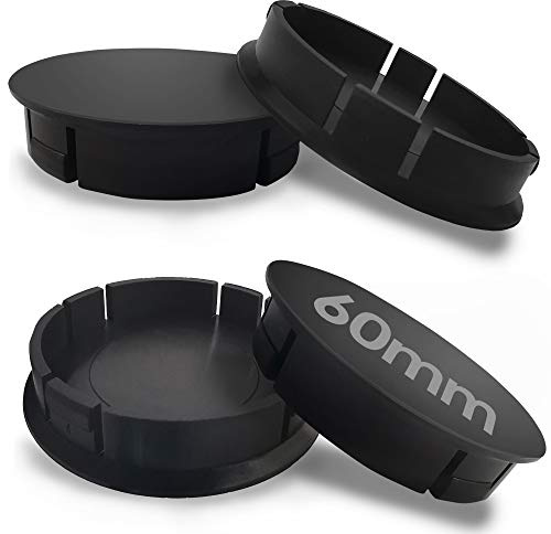 SkinoEu Nabendeckel 60 mm – Nabenkappen Set Schwarz – Passend für Alufelgen 60/56 mm – Hochwertiger Kunststoff – 4 Stück – Modell C 0