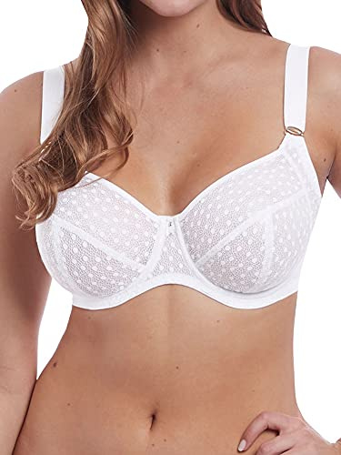 Freya Women's Starlight Unlined Balcony Lace Underwire Bra Demi, White, 36FF