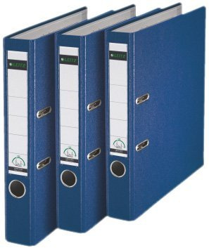 Leitz 101550xx Qualitäts-Ordner Plastik 180A mit Schlitzen A4 (schmal, blau, 3er Pack)