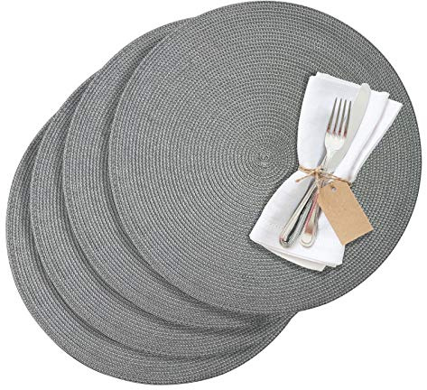 Westmark Tischsets/Platzsets, 4 Stück, Ø 38 cm, Polypropylen, Grau, Saleen Edition: Circle