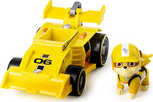 PAW Patrol - Rubbles Race & Go Deluxe Basis Fahrzeug mit Figur (Ready, Race, Rescue)