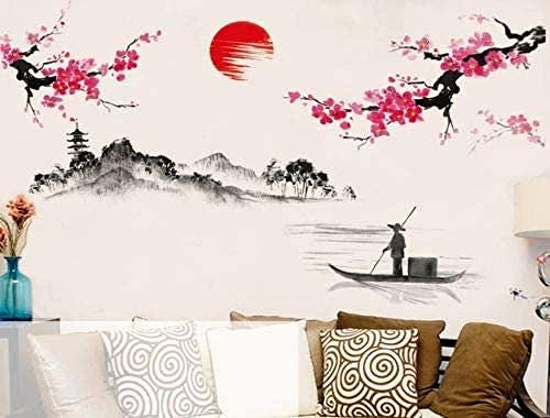 XiuTaiLtd Style Chinois Japonais Fleur De Cerisier Sakura Arbre Rose Décor Stickers Muraux Décor-450x315 CM