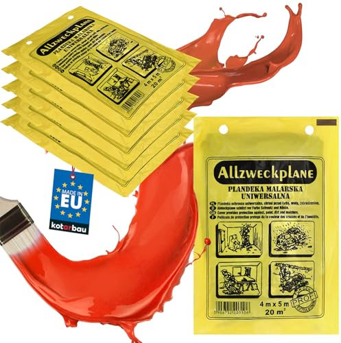 KOTARBAU® 10er Set Malerfolie - Abdeckfolie - 4 x 5 m - Malervlies - Abdeckplane - Robust - Bauschutzfolie - Grau - Dicke Malerfolie