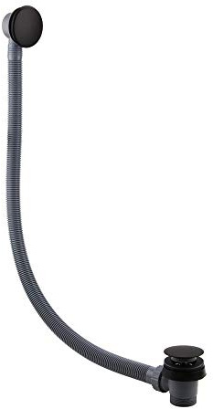 JT Pickfords | BATW08K Matt Black Bath Easyclean Push Button Click Clack Waste with Overflow