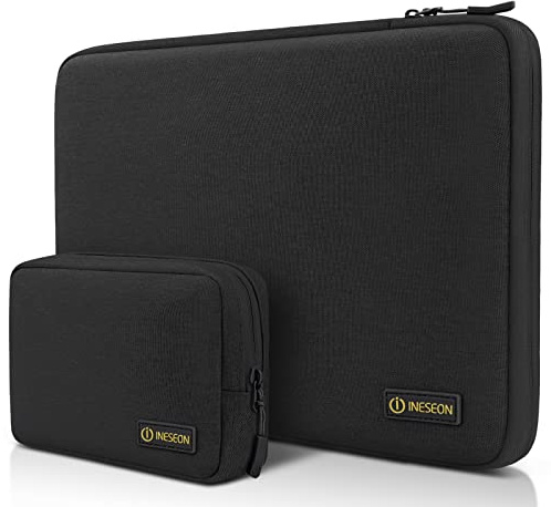 I INESEON 15,6 Zoll Laptop Tasche Hülle für 15-15,6 Zoll Lenovo Thinkpad Ideapad Dell HP Acer Chromebook Notebook, 16 Zoll MacBook Pro M1 M2 M3 2019-2023 Wasserdicht Laptophülle, Schwarz