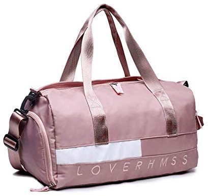 SMSOM Sporttasche Fitness Bag Weibliche männliche Paar Sporttraining Tasche Einzelner Schulter Diagonale Gepäcktasche Nass und Trockene Trennung Yoga Schwimmtasche, Schwarz (Color : Pink)