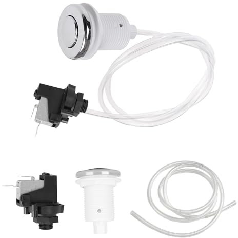 Tissting Interrupteur à Bouton D'air, 250V Bouton Poussoir a Air Interrupteur Poussoir Piscine Spa Domestique Baignoire de Massage Marche Arrêt Bouton Poussoir Acier Marche Spa pour Piscines et Spas