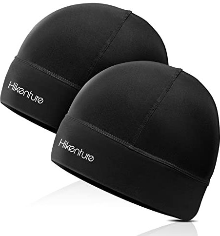 HIKENTURE Laufmütze Herren Damen, Sportmütze Fahrradmütze Atmungsaktiv, Lauf Sport Jogging Running Mütze, Fahrrad Mütze unter Helm, Unterziehmütze Helm, Unterhelmmütze, Funktionsmütze -B1-2xBlack