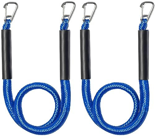 NIUTRIP Bungee Boot Dock Line, Bootsseil Festmacher Seil mit Doppel 316 Edelstahl Clips Zubehör für Bassboot, Jetski, Kajak, Ponton, Wasserfahrzeug, Waverunner, SeaDoo, Kanu (Blau)