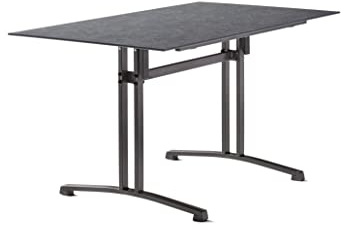 SIEGER Gastro-Tisch mit Säulenklapp-Gestell und Polytec® Platte, Gestell eisengrau, Platte Schiefer anthrazit