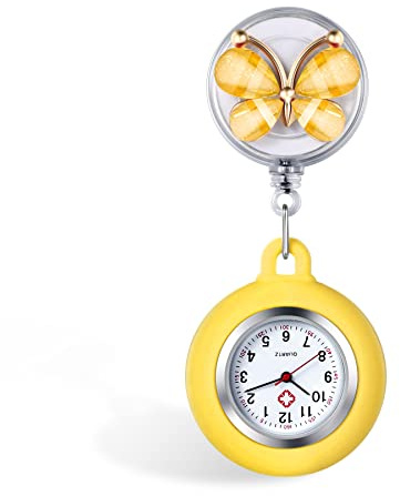 Avaner Schwesternuhr Schmetterling Analog Quarzwerk Krankenschwesteruhr aus Silikon Pflegeruhr Ansteckuhr FOB mit Clip Taschenuhr für Arzt Doktor Krankenschwester Damen Herren