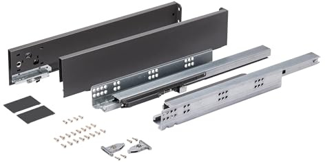 IVIRO Twin Pro 88mm Pan Drawer Runner System, Double Wall Drawer Box & Slides, 270-500mm Deep (300mm Deep)