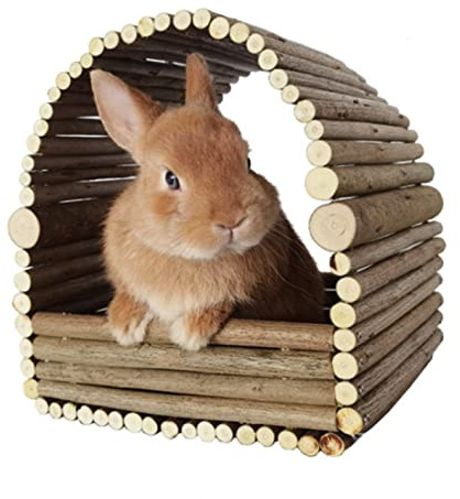Großes Kaninchennest aus Holz, Hasenhaus und Verstecke, Kleintier-Spielhütte für den Innenbereich, für Erwachsene, Kaninchen, Meerschweinchen, Chinchilla, Lebensraum (Bogen)