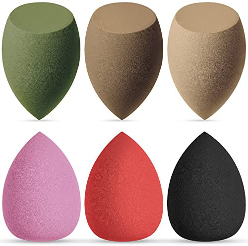 AUAUY Make up Schwamm Set, Waschbar Foundation Blending Beauty Sponge, 6 PCS Latexfrei Cosmetic Makeup Schwämme, Beauty Makeup Sponge Blender für Flüssiges Foundation für Flüssigkeit Creme Puder