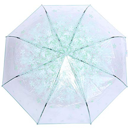Ejoyous Ombrello Transparente con Fiori, Piccoli Ombrelli per Bambini, Motivo Sakura, Ombrello da Viaggio Antivento, Leggero