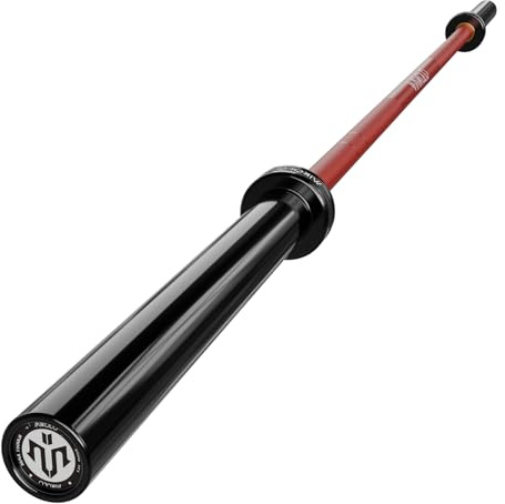Mikolo 7ft Olympic Barbell, Barbell for Weightlifting and Powerlifting 45lb, Olympic Bar for 1500lbs Capacity, Weight Bar Fit 2” Standard Weights, Red