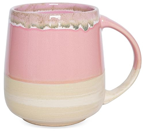 Bosmarlin Extra Large Ceramic Coffee Mug, 23 Oz, Dishwasher and Microwave Safe, Oversized Big Tea Cup, Reactive Glaze (Pink)