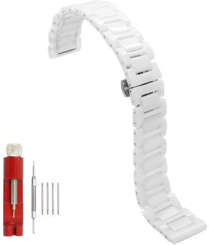 Juntan Keramik Uhrenarmband 20mm 22mm Schnellspanner Uhr Ersatzband mit Edelstahl Schmetterlingsverschluss Armband für Frauen Männer