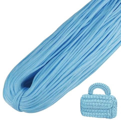 LEREATI Polyester Garn, Makramee Garn 3mm x 200m Polyester-Seil Polypropylen-Kordel Makramee Schnur Geflochten für Handtasche, Häkeltasche, Strickwaren, Wohndekorationen (Hellblau)