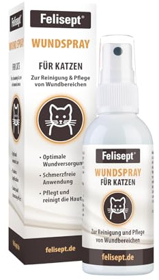 Felisept Spray per ferite per gatti 75ml - Spray per ferite per gatti per pulire ferite, pelle e mucose - Cura delle ferite per gatti - Facile da usare e indolore per i gatti